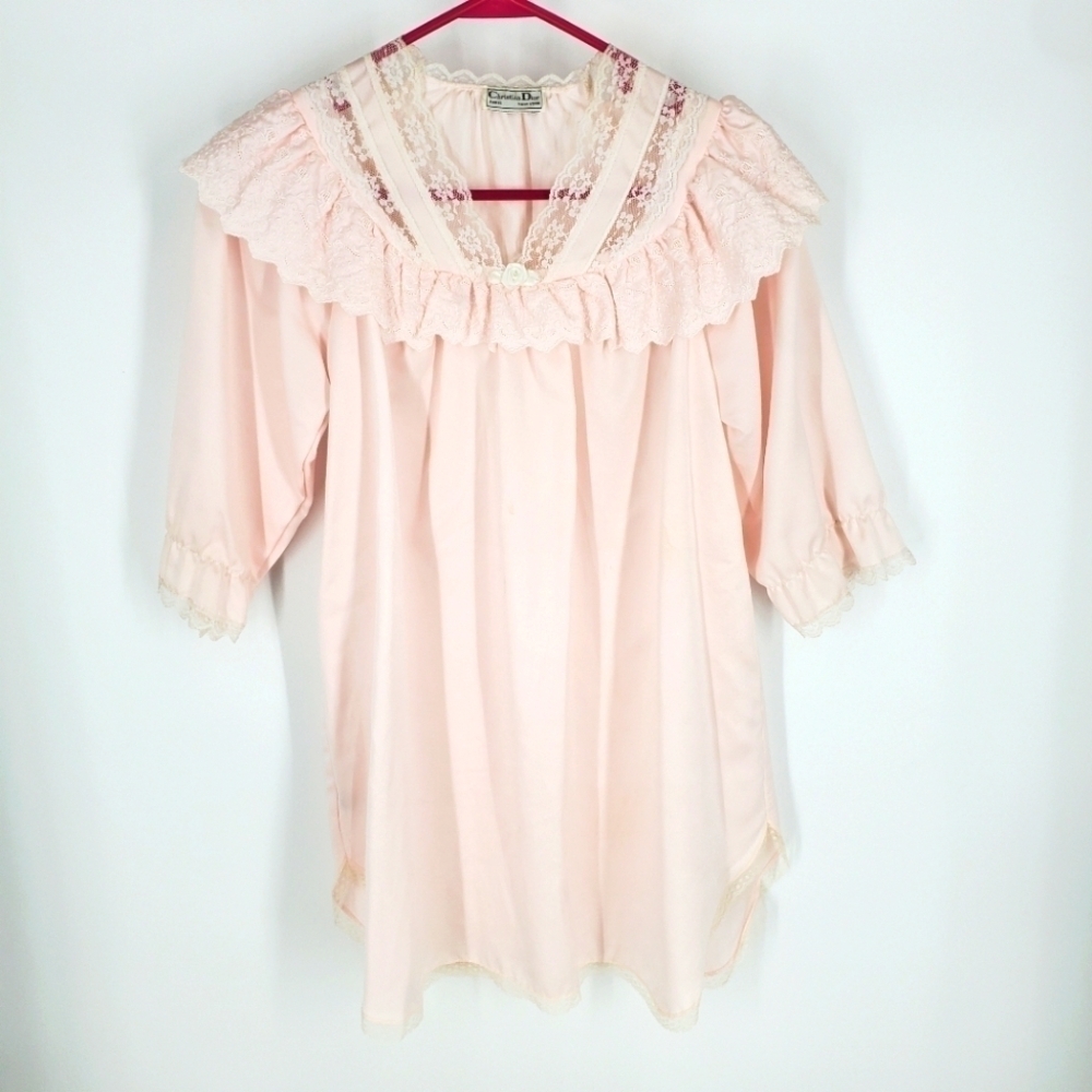 Christian Dior Vintage 100% Polyester Youth Nightgown Set Size 6 Pink